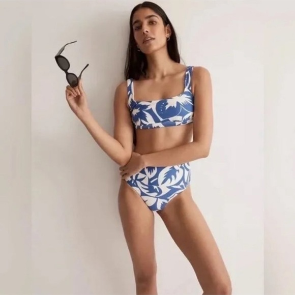 Madewell Other - Madewell blue and white print bikini set size small